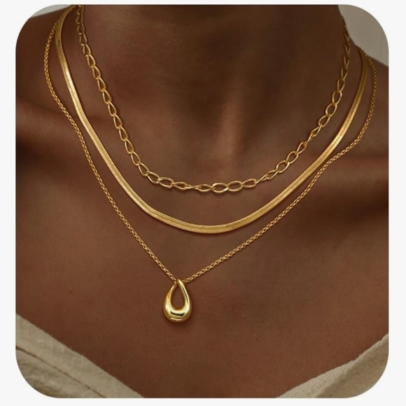 Elegant Gold Layered Necklace Set - Picture 1 of 4
